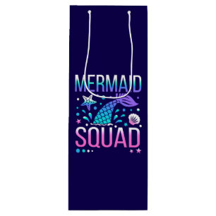 Happy Birthday Mermaid Squad Ocean Party Design Wine Gift Bag