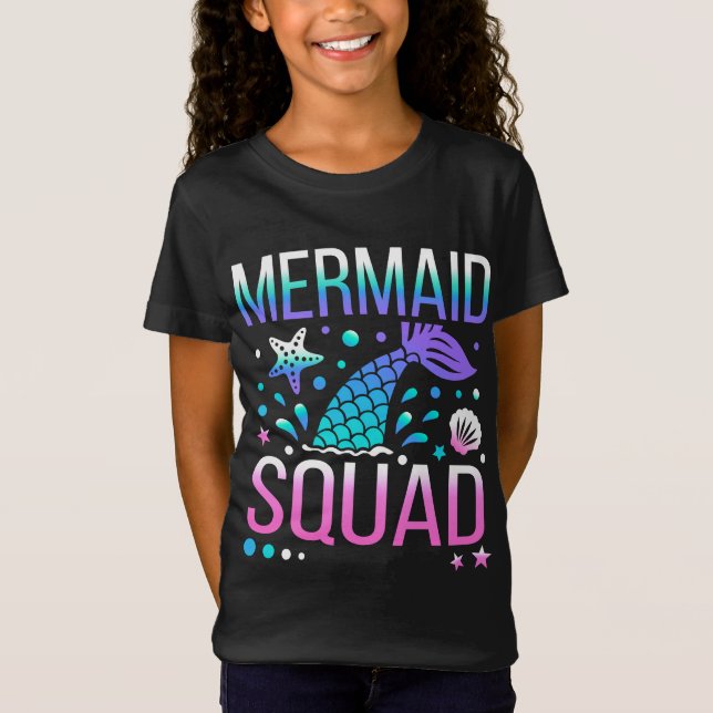 Happy Birthday Mermaid Squad T-Shirt (Front)