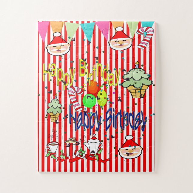 Happy Birthday Merry Christmas Puzzle  (Vertical)