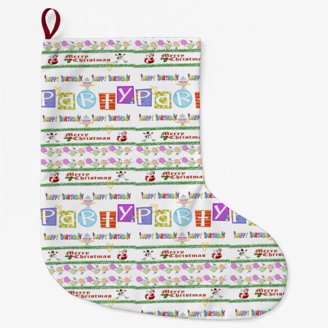 Happy Birthday Merry Christmas Stocking (Front)