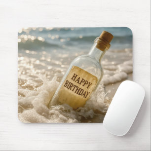 Happy Birthday Message in a Bottle Mouse Pad