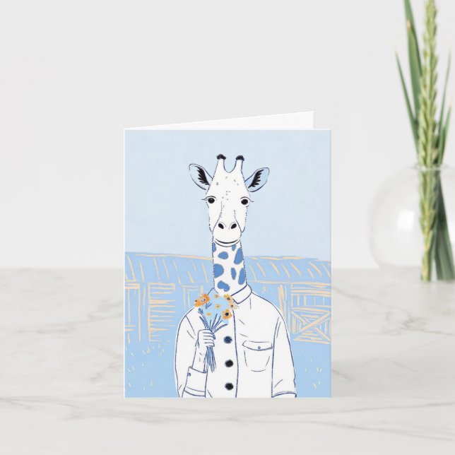Happy birthday message inside giraffe foldet card (Front)