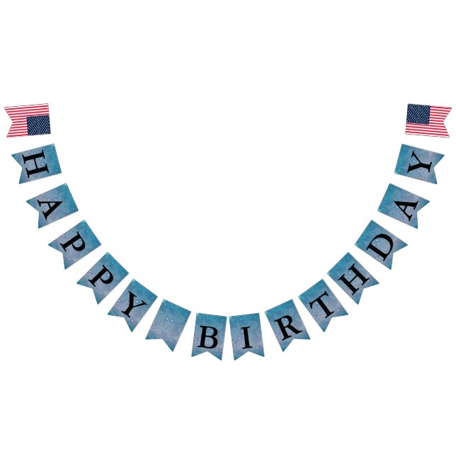 Happy Birthday Message Paisley Blue Bunting (All)
