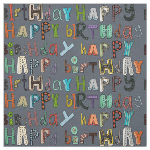 happy birthday metal fabric
