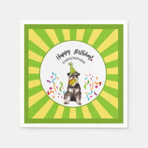 Happy Birthday Miniature Schnauzer Custom Party Napkin
