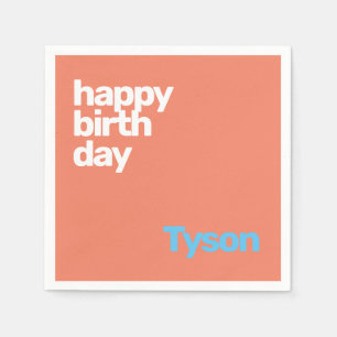 happy birthday minimal modern peach party paper napkin