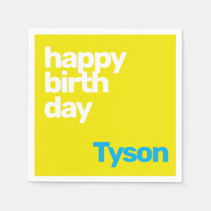 happy Birthday minimal modern yellow paper party Napkin