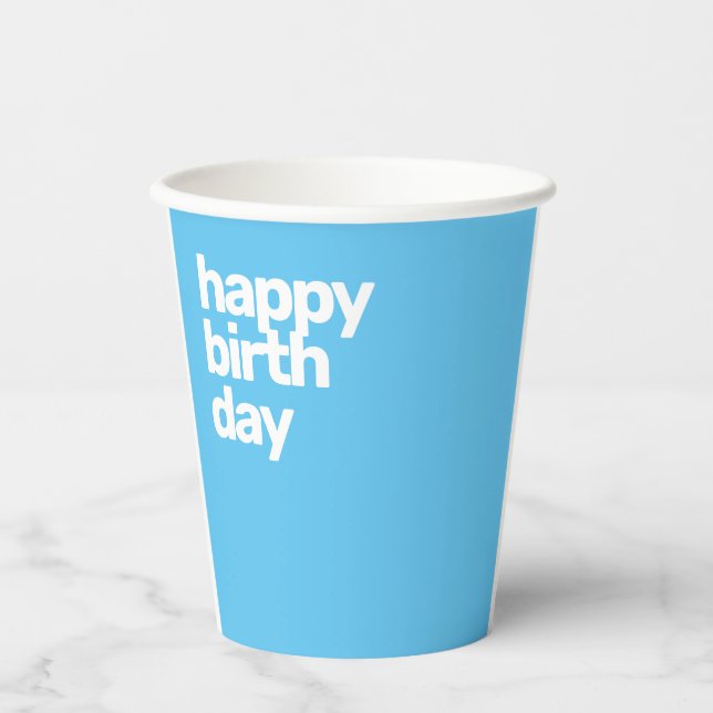 Happy Birthday minimal simple modern party Paper Cups (Front)