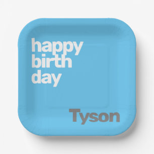 Happy Birthday minimal simple modern party Paper Plate