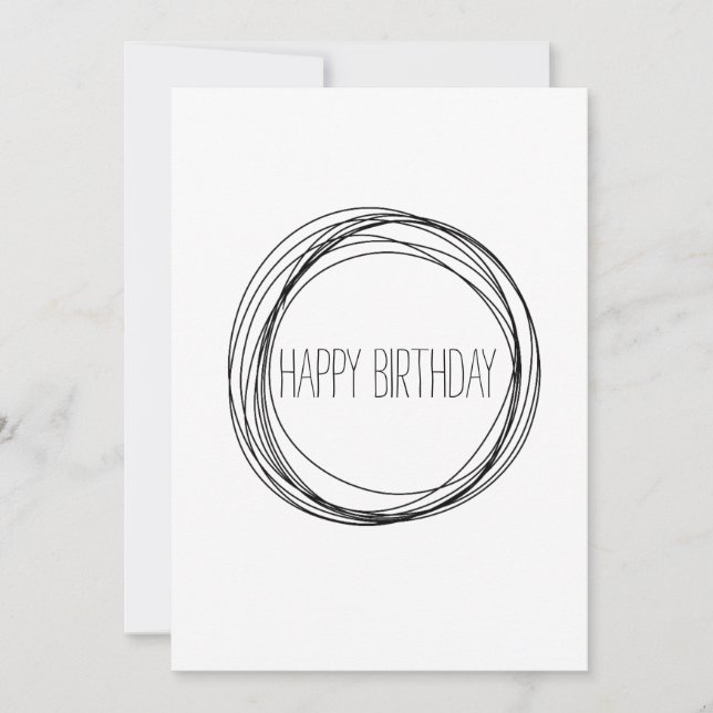 Happy Birthday Minimalist Black and White Card (Front)
