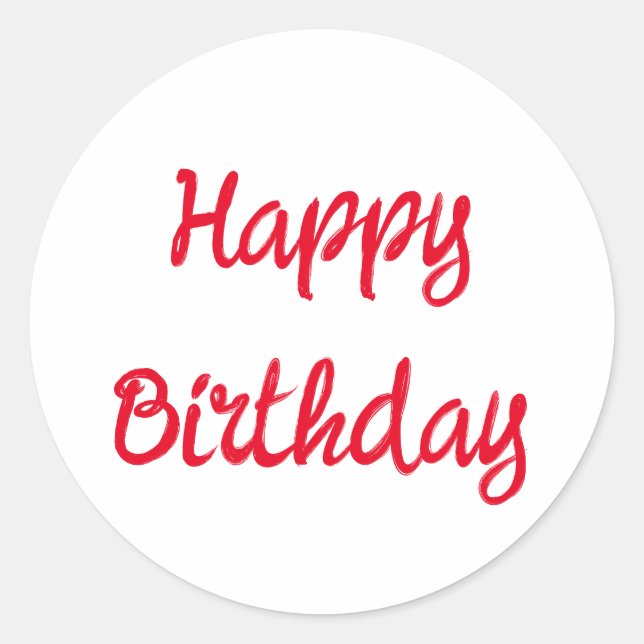 Happy Birthday Minimalist Red Trendy Custom Colour Classic Round Sticker (Front)