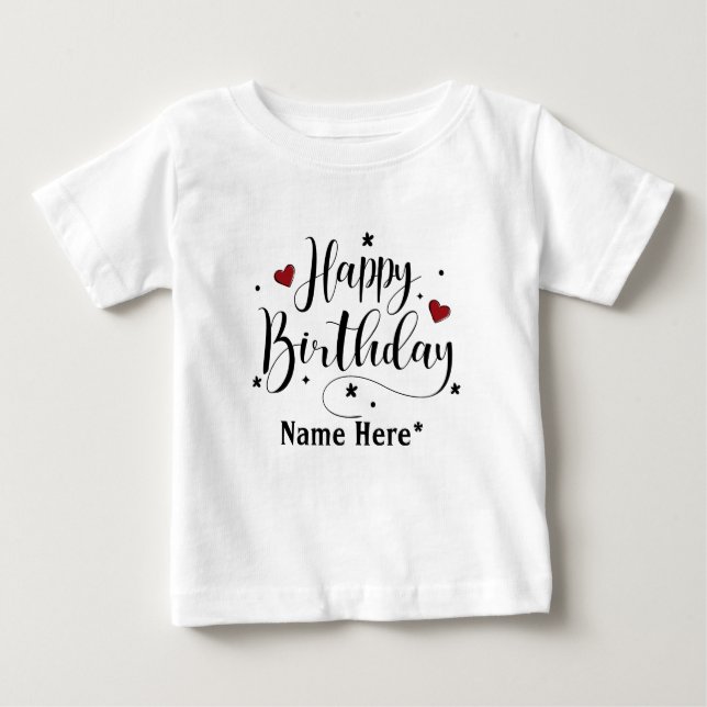 Happy Birthday  Minimalist Typography Calligraphy  Baby T-Shirt (Front)