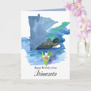 Happy Birthday Minnesota Loon Bird Lady Slipper Card