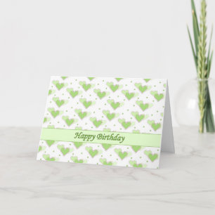 Happy Birthday Mint Green Hearts Card