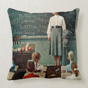 Happy Birthday, Miss Jones by Norman Rockwell Cushion