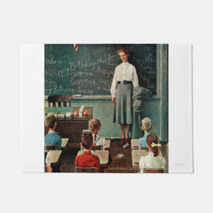 Happy Birthday, Miss Jones by Norman Rockwell Doormat