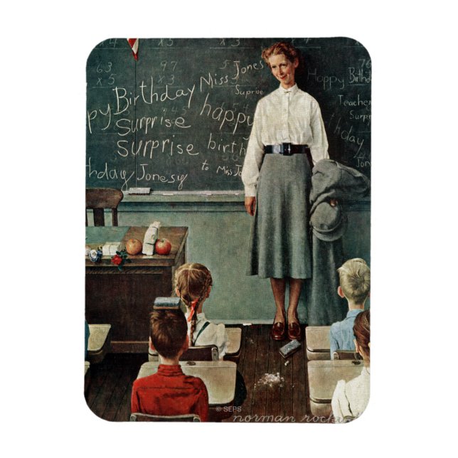 Happy Birthday, Miss Jones by Norman Rockwell Magnet (Vertical)