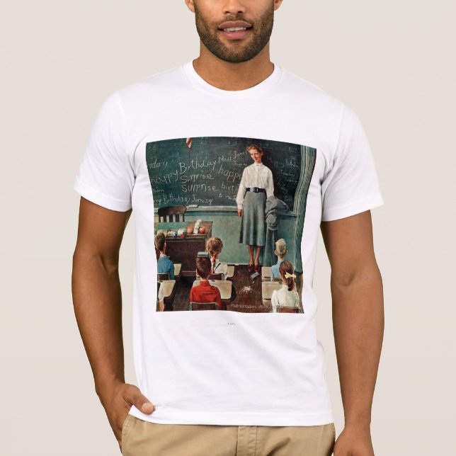 Happy Birthday, Miss Jones by Norman Rockwell T-Shirt (Front)