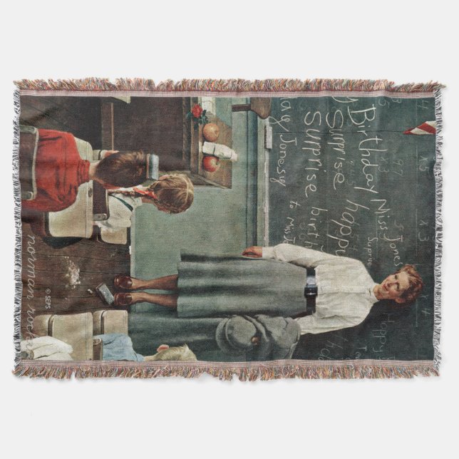 Happy Birthday, Miss Jones by Norman Rockwell Throw Blanket (Front)