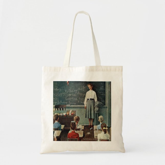 Happy Birthday, Miss Jones by Norman Rockwell Tote Bag (Front)