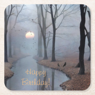 Happy Birthday Misty Morning Paper Coasters