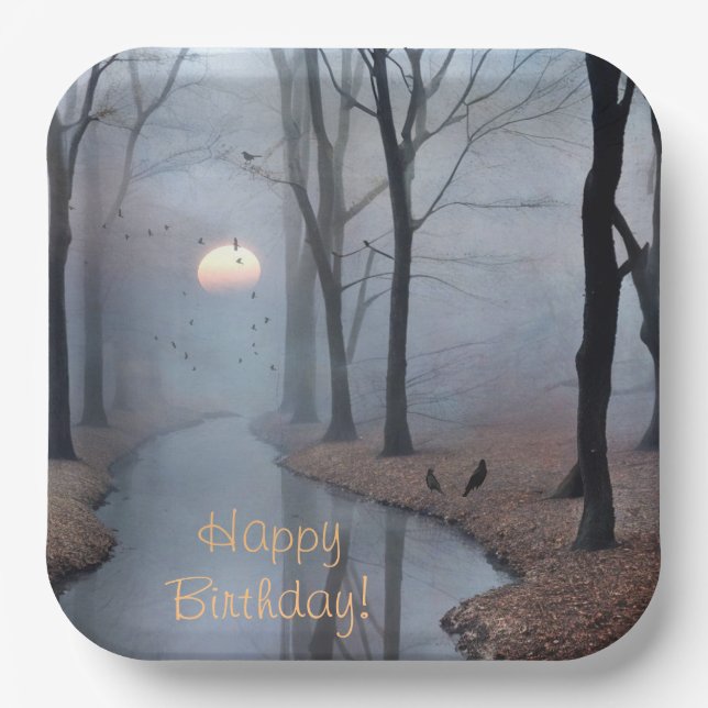 Happy Birthday Misty Morning Paper Plate (Front)