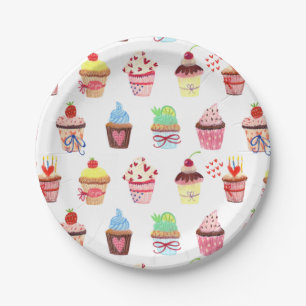 Happy Birthday Mixed Cupcakes Paper Plate