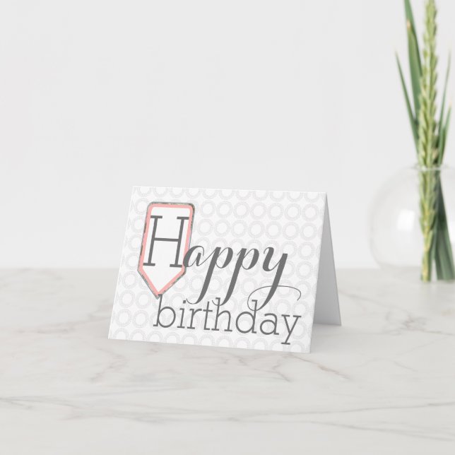 Happy Birthday | Mixed Font Grey Circle Stationary Card (Front)