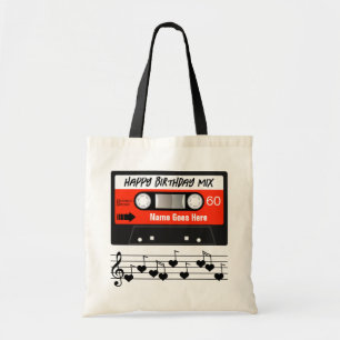 Happy Birthday Mixtape Red Cassette Customised Tote Bag