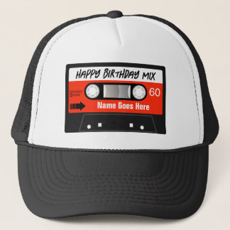 Happy Birthday Mixtape Red Cassette Customised Trucker Hat
