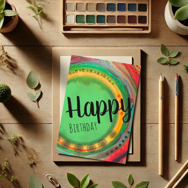 Happy Birthday Modern Colourful Simple Card (Creator Uploaded)