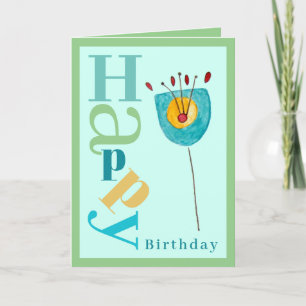 Happy Birthday Modern Flower Card