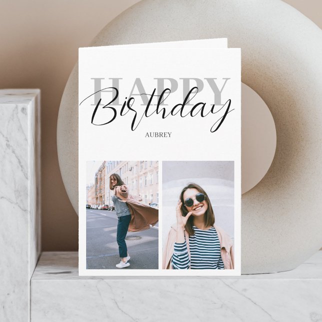 Happy Birthday Modern Minimalist Photo Card (Creator Uploaded)