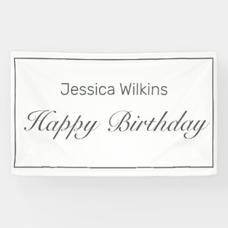 Happy Birthday Modern Minimalist White Black Banner