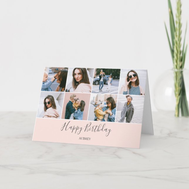 Happy Birthday Modern Photo Card (Front)