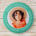 Happy Birthday Modern Preppy Custom Photo 6 Cm Round Badge<br><div class="desc">This simple and modern design is composed of serif typography and add a custom photo."Happy Birthday" encircles the custom photo.</div>