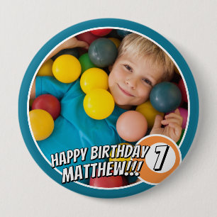 Happy Birthday Modern Simple Comic Cue Ball Photo 10 Cm Round Badge