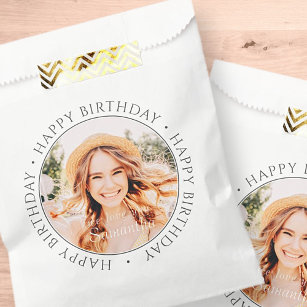 Happy Birthday Modern Simple Custom Photo Favour Bags