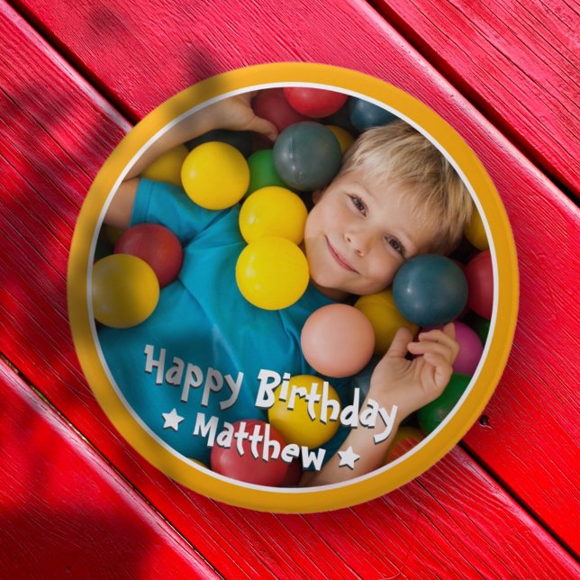Happy Birthday Modern Simple Star Photo 10 Cm Round Badge (Creator Uploaded)