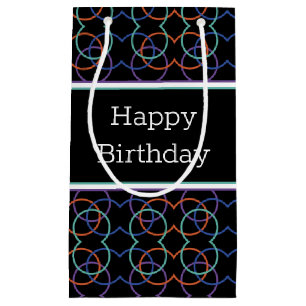 Happy Birthday Modern Style Print Small Gift Bag