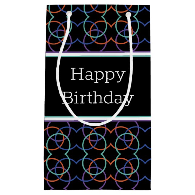 Happy Birthday Modern Style Print Small Gift Bag (Front)