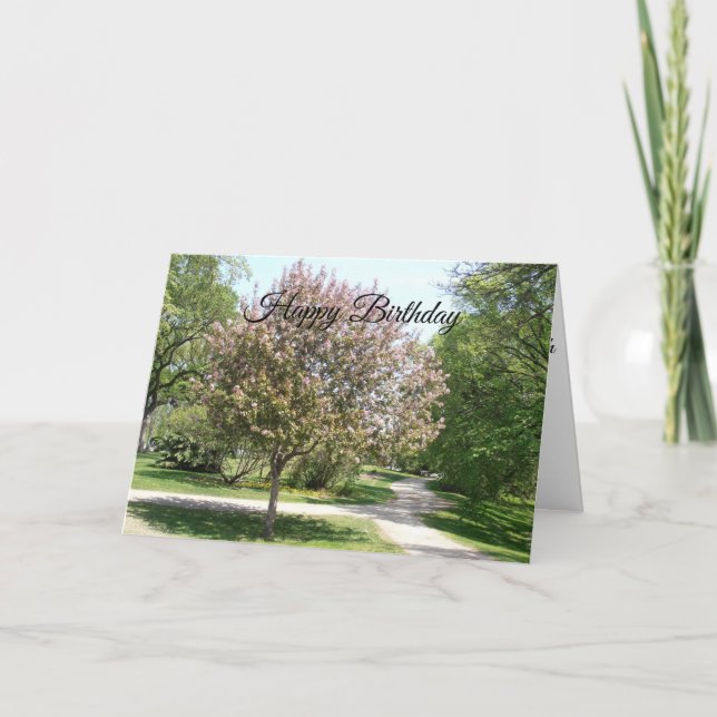 Happy Birthday Mom Apple Blossom Tree Card (Front)