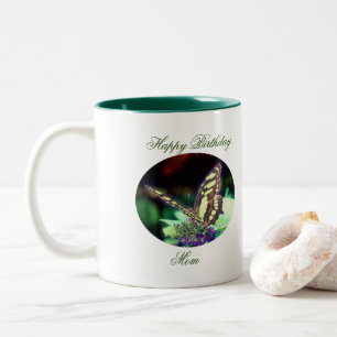 Happy Birthday Mom Butterfly Two-Tone Coffee Mug