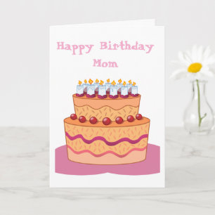 Happy Birthday Mom Cake Folded Greeting Card