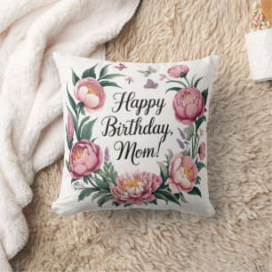 Happy Birthday Mom Floral Design  Cushion