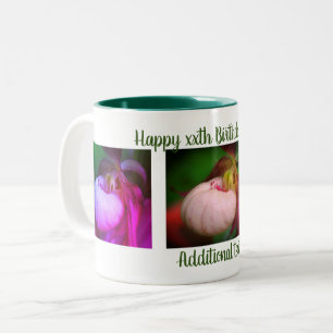 Happy Birthday Mom Lady Slipper Personalized Two-Tone Coffee Mug
