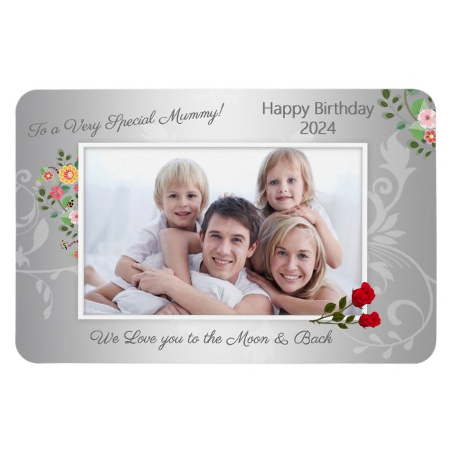 Happy Birthday Mom Photo Magnet (Horizontal)