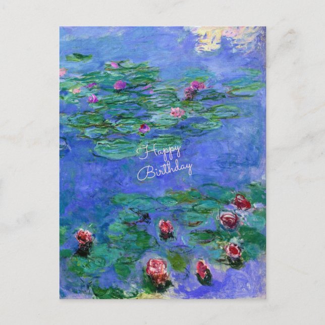 Happy Birthday: Monet's Water Lilies Postcard (Front)