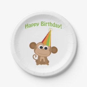 Happy Birthday Monkey Paper Plate