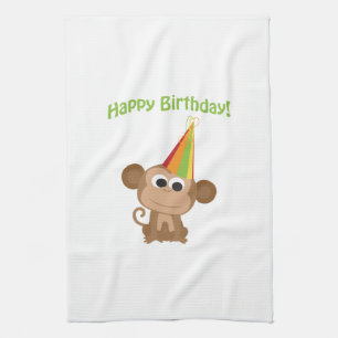 Happy Birthday! Monkey Tea Towel
